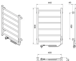 Laris Sèche-serviettes électrique ALFA 400x600 avec minuterie ECO, 95W, Blanc