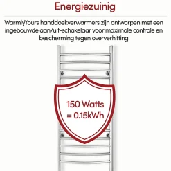WarmlyYours Sèche-serviettes électrique chrome 150W , Dimensions: 101.6 cm x 45.7 cm