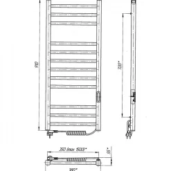 Laris Sèche-serviettes électrique IMIDZ 350x900 avec minuterie ECO, 190W, Blanc