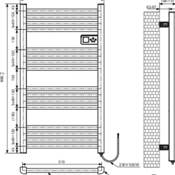 Sèche-Serviettes Électrique|Varma Sèche-serviettes électrique- LDiamètreksa - - 500 W - H. 96 cm