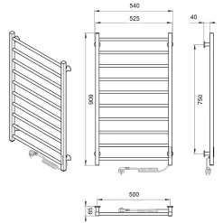 Sèche-Serviettes Électrique|Laris Sèche-serviettes électrique ALFA 500x900 avec minuterie ECO, 185W, Blanc