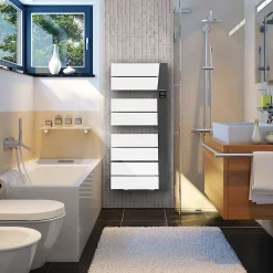 Intuis Sèche-serviettes électrique chaleur douce BALICA avec soufflerie blanc / gris anthracite 1650W