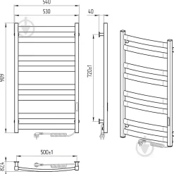 Laris Sèche-serviettes électrique ATLANT 500x900 avec minuterie ECO, 210W, Noir