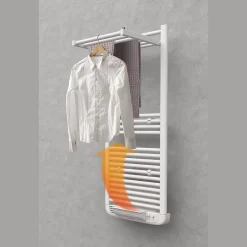 Deltacalor Sèche-serviettes électrique à inertie fluide Stendino 500W + soufflerie 1000W blanc
