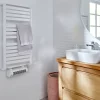 Sèche-Serviettes Soufflant|GoodHome Sèche-serviettes électrique Loreto blanc 500W + Soufflerie amovible Acilia blanc 500W