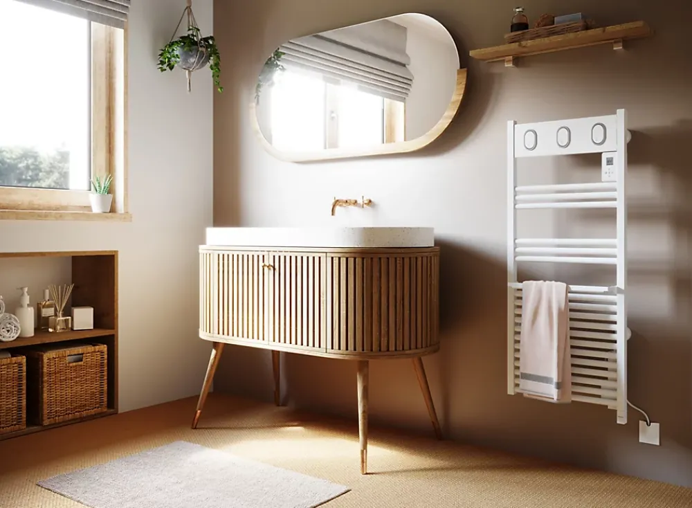 Sèche-Serviettes Électrique|Sauter Sèche-serviettes électrique à inertie fluide Marapi tactile blanc 500W