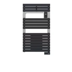 Sauter Sèche-serviettes électrique à inertie fluide Asama connectable anthracite 500W + soufflerie 1000W