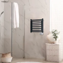 Sèche-Serviettes Électrique|Deltacalor Sèche-serviettes électrique à inertie fluide Papillon1 150W noir
