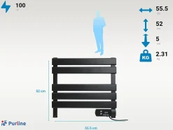 Pureline Sèche-serviettes électrique compact noir 100W