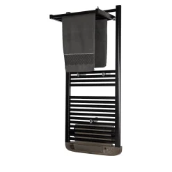 Deltacalor Sèche-serviettes électrique à inertie fluide Stendino 750W + soufflerie 1000W noir