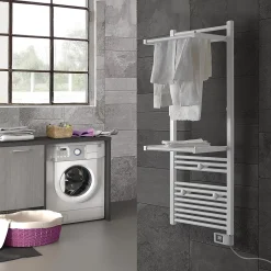 Sèche-Serviettes Électrique|Deltacalor Sèche-serviettes électrique à inertie fluide Papillon2 750W blanc