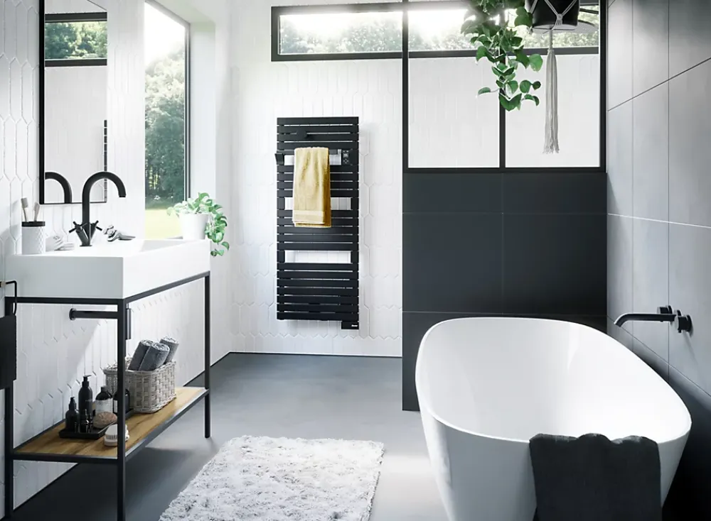 Sèche-Serviettes Électrique|Sauter Sèche-serviettes électrique à inertie fluide Asama connectable anthracite 750W