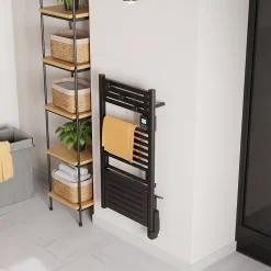 Sèche-Serviettes Soufflant|Noirot Sèche-serviettes électrique 750 W noir à inertie fluide + soufflerie 1000 W - Actibain