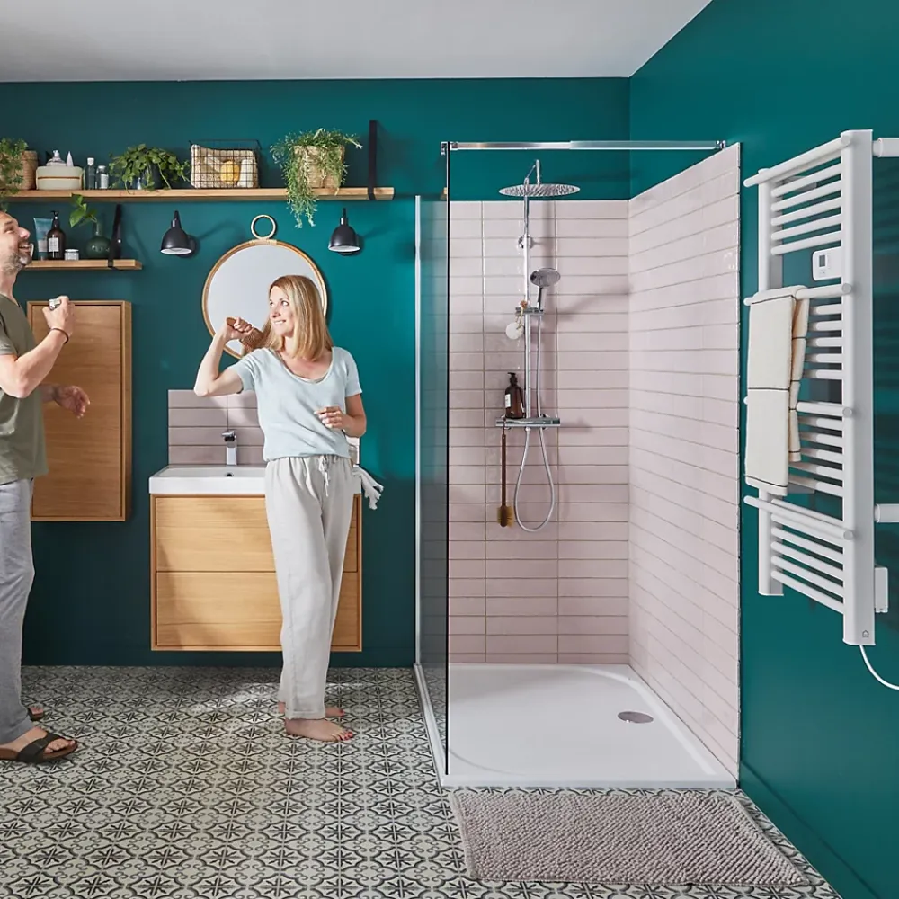 Sèche-Serviettes Électrique|GoodHome Sèche-serviettes électrique à inertie sèche Solna blanc 500W