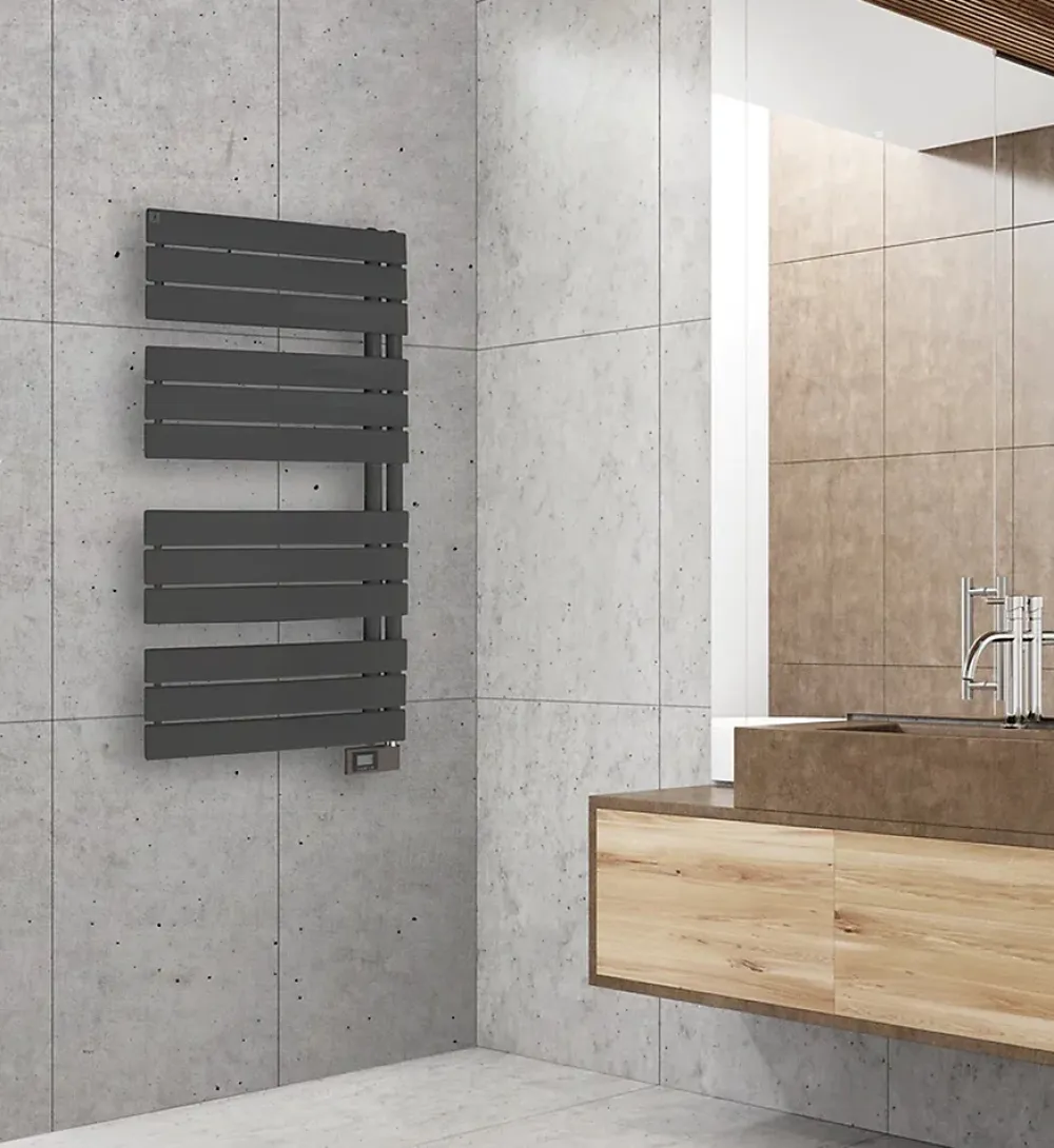 Sèche-Serviettes Électrique|Deltacalor Sèche-serviettes électrique asymétrique 500W anthracite 5m²