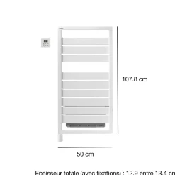Sèche-Serviettes Soufflant|Acova Sèche-serviettes électrique à inertie fluide Astrakan + Air noir mat 500W + soufflerie 1000W