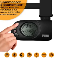 HJM Sèche-serviettes électrique à inertie sèche , 750 W, Noor, Noir