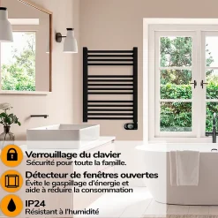 HJM Sèche-serviettes électrique à inertie sèche , 750 W, Noor, Noir