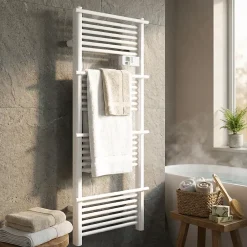 Sèche-Serviettes Électrique|GoodHome Sèche-serviettes électrique à inertie sèche Solna blanc 750W 7 m²