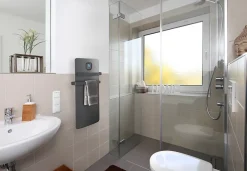 Sèche-Serviettes Soufflant|Noirot Sèche-serviettes électrique à inertie sèche Anuri gris 500W + soufflerie 700W