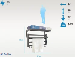 Sèche-Serviettes Soufflant|Pureline Sèche-serviettes électrique avec étagère gris anthracite 55W