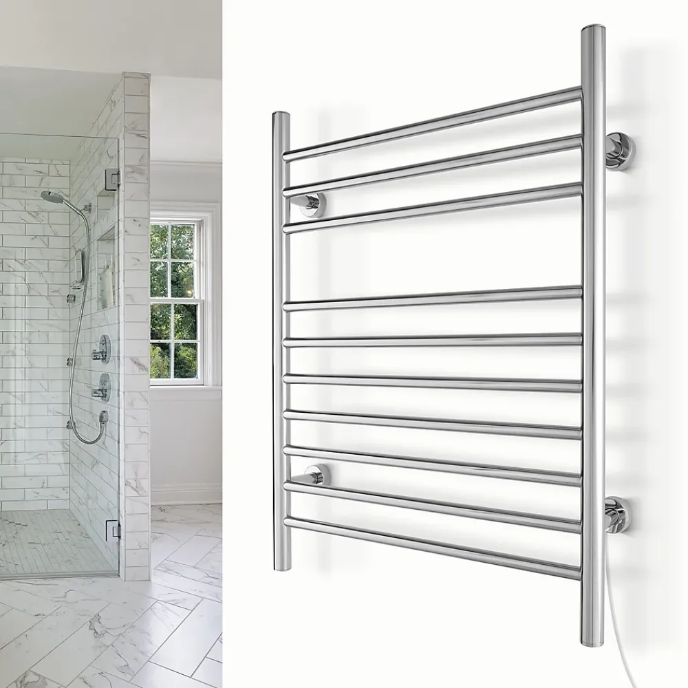 Sèche-Serviettes Électrique|WarmlyYours Sèche-serviettes électrique chrome 150W , Dimensions: 81.2cm x 60 cm
