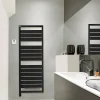 Sèche-Serviettes Soufflant|Acova Sèche-serviettes électrique à inertie fluide Astrakan + Air noir 750W + soufflerie 1000W