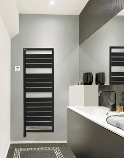 Sèche-Serviettes Soufflant|Acova Sèche-serviettes électrique à inertie fluide Astrakan + Air noir 750W + soufflerie 1000W