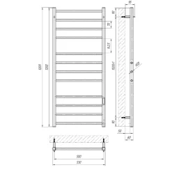 Laris Sèche-serviettes électrique ALFA 500x1200 avec minuterie ECO, 225W, Noir