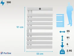 Sèche-Serviettes Soufflant|Pureline Sèche-serviettes mural aluminium display LED et WiFi 500W