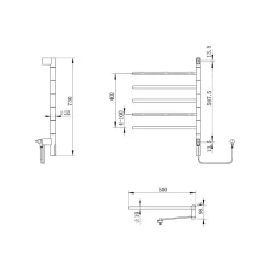 Bain-Bain Sèche-serviettes Noir 5 branches pivotantes FLEXICO -