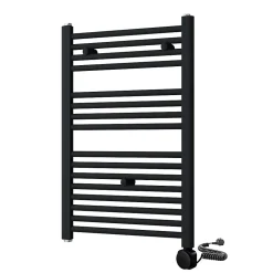 Kibath Sèche-serviettes Radiateur électrique 80 cm x 50 cm finition NOIR mat en acier