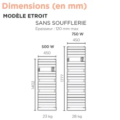 Sèche-Serviettes Électrique|Thermor Sèche-serviettes Riviera 2 étroit 750W noir carbone - - 497551