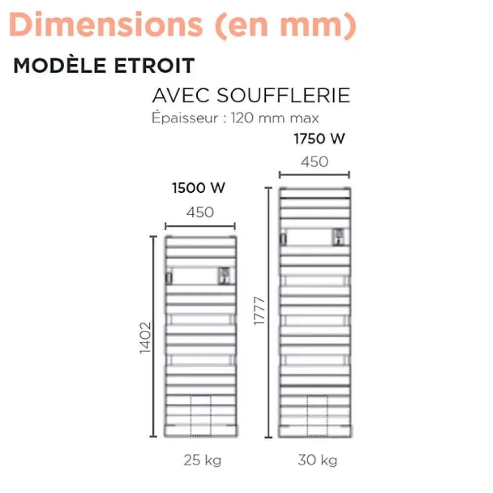 Sèche-Serviettes Soufflant|Thermor Sèche-serviettes Riviera 2 étroit avec soufflerie 1750W gris roche - - 498264