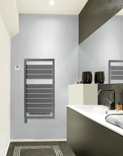 Acova Sèche-serviettes soufflant électrique Astrakan +Air 500 + soufflerie 1000W grey aluminium