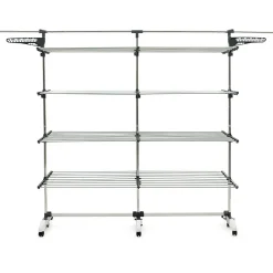 IDMarket Séchoir à linge 60 M SUPRA XXL gris/blanc 4 niveaux + barre télescopique