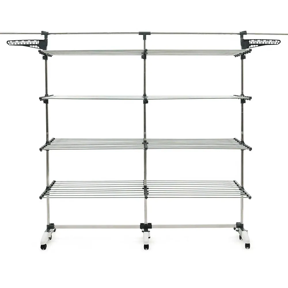 IDMarket Séchoir à linge 60 M SUPRA XXL gris/blanc 4 niveaux + barre télescopique