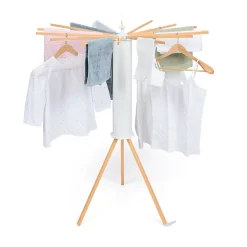 Etendoir À Linge|IDMarket Séchoir à linge à rayons rotatif et pliable capacité 21M blanc et bois