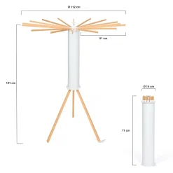 Etendoir À Linge|IDMarket Séchoir à linge à rayons rotatif et pliable capacité 21M blanc et bois
