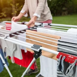 Vileda Séchoir à linge Double 187 x 57 x H94 cm Etendage pliable Tube Anti-plis