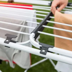 Vileda Séchoir à linge Double 187 x 57 x H94 cm Etendage pliable Tube Anti-plis