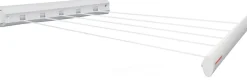 Leifheit Séchoir à linge mural 21 m d'étendage, 5 fils, enrouleur automatique, blanc, Rollfix 210 Longline