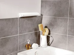 Leifheit Séchoir à linge mural 21 m d'étendage, 5 fils, enrouleur automatique, blanc, Rollfix 210 Longline