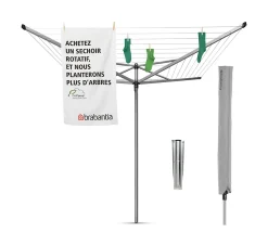 Etendoir À Linge|Brabantia Séchoir à linge parapluie 50 m d'étendage avec housse et douille, Topspin