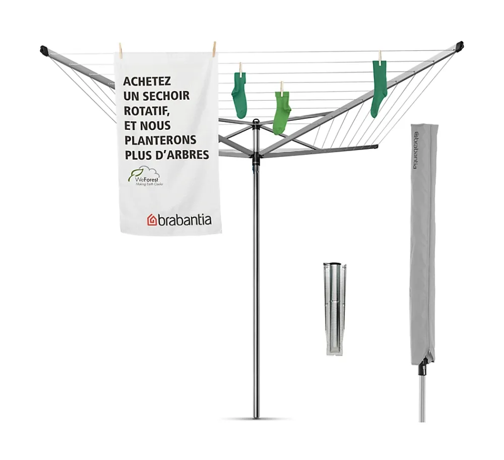 Etendoir À Linge|Brabantia Séchoir à linge parapluie 50 m d'étendage avec housse et douille, Topspin
