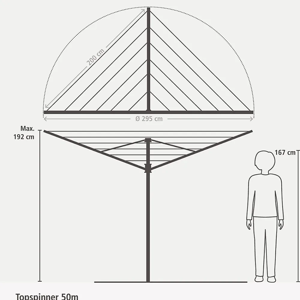 Etendoir À Linge|Brabantia Séchoir à linge parapluie 50 m d'étendage avec housse et douille, Topspin