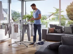 Leifheit Séchoir à linge parapluie sur pied 14 m d'étendage avec housse, gris et noir, LinoPop-Up 140