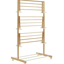 IDMarket Séchoir à linge pliable 3 niveaux RITA capacité 22M en bambou