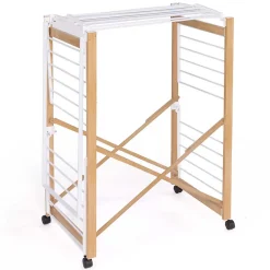 Etendoir À Linge|IDMarket Séchoir à linge pliable DELUXE capacité 22M avec tringle blanc et effet bois