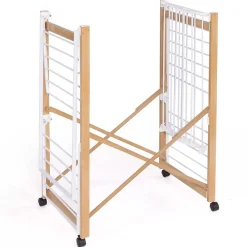 Etendoir À Linge|IDMarket Séchoir à linge pliable DELUXE capacité 22M avec tringle blanc et effet bois